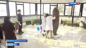 Работы по сохранению каменной богини Хуртуях Тас