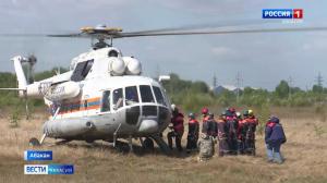 Вертолёт над Абаканом – учения спасателей